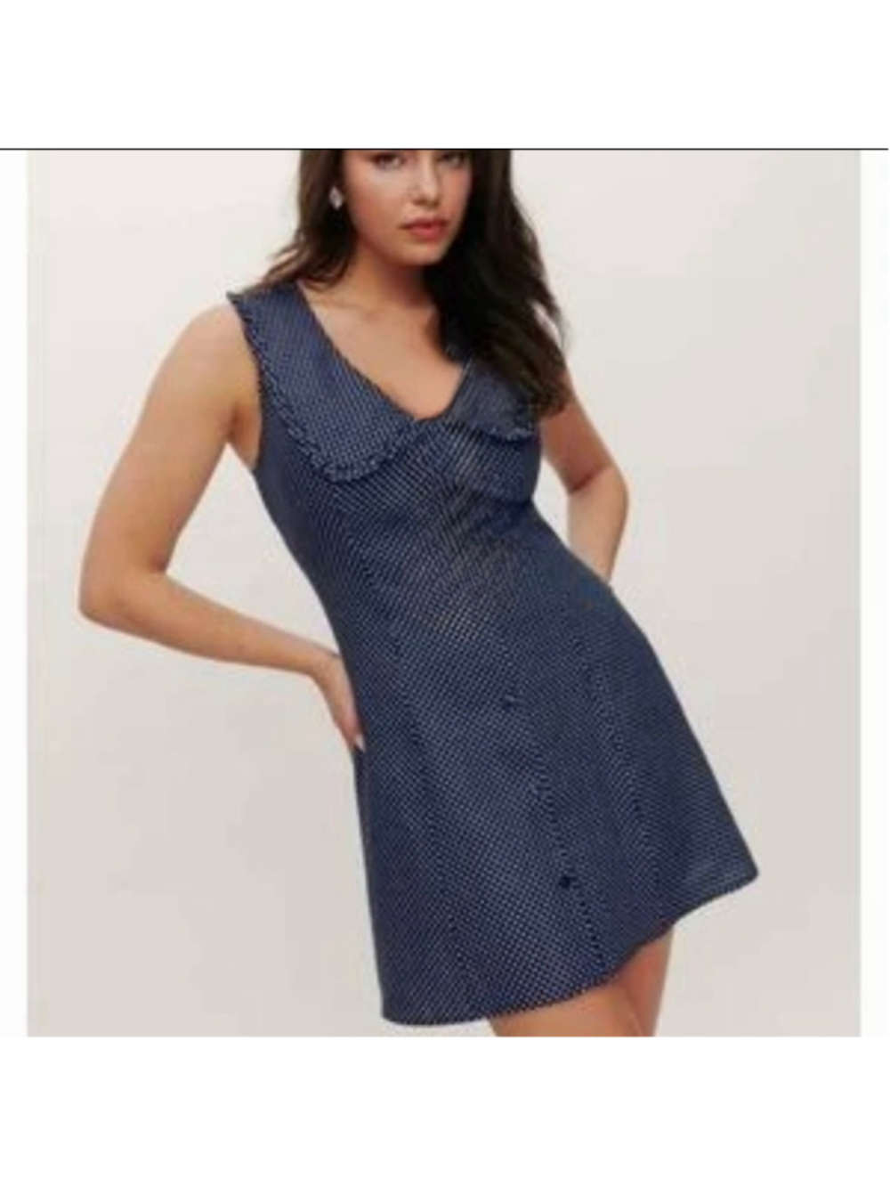Caroline Constas Polka Dot Linen Dress sz 8